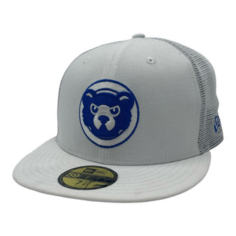 Chicago Cubs New Era All White/Royal Blue Undervisor 59FIFTY Trucker Mesh Fitted Hat