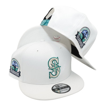 Seattle Mariners New Era White With Team Color And 30TH Anniversary Patch 9FIFTY Adjustable Snapback Hat