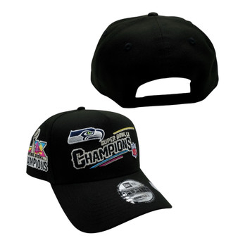 Seattle Seahawks New Era Black With Super Bowl LX Champions Patch 9FORTY A-Frame Adjustable Snapback Hat