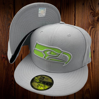 Seattle Seahawks New Era All Light Gray With Lime Green Inside The Seahawk 59FIFTY Fitted Hat
