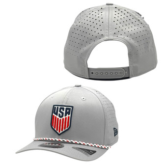 USA Men’s Soccer New Era Light Gray With Rope 9SEVENTY Stretch Fit Trucker Mesh Snapback Hat
