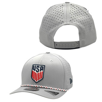 USA Men’s Soccer New Era Light Gray With Rope 9SEVENTY Stretch Fit Trucker Mesh Snapback Hat