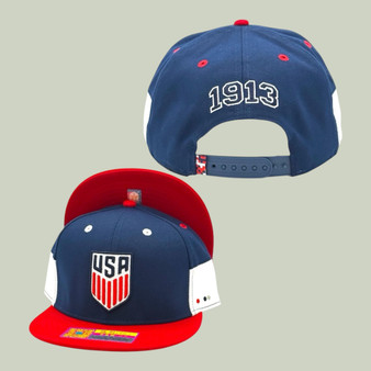 USA Men’s Soccer Fan Ink Navy/Red Basic Logo Adjustable Snapback Hat
