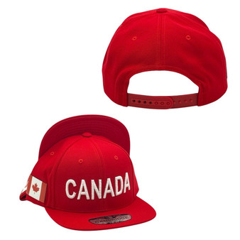 Canada Hatstop All Red With Country Flag Adjustable Snapback Hat