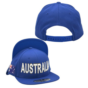 Australia Hatstop All Royal Blue With Country Flag Adjustable Snapback Hat
