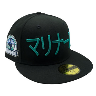 Seattle Mariners New Era Kanji "Mariners" All Black/Gray Bottom With 30TH Anniversary Patch 59FIFTY Fitted Hat