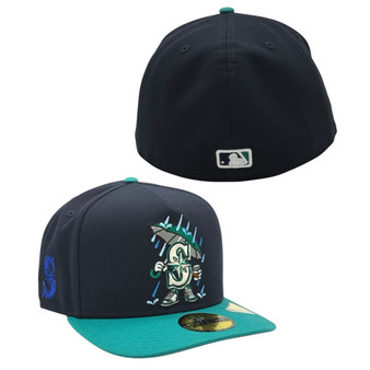 Seattle Mariners New Era Navy/Teal Cartoon With S Logo Side Patch FORTY A-Frame 59FIFTY Fitted Hat