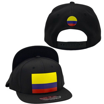 Colombia Hatstop All Black With Country Flag Adjustable Snapback Hat