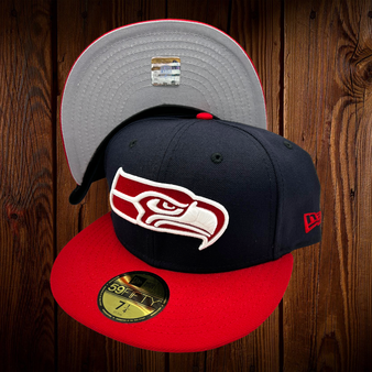 Seattle Seahawks New Era All Navy/Red Bill 59FIFTY Fitted Hat