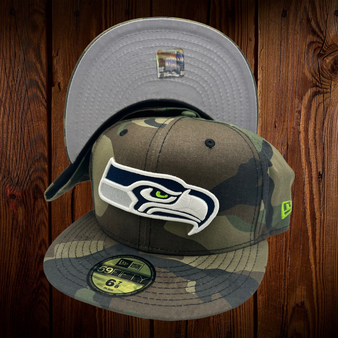 Seattle Seahawks New Era Woodland Camo/Light Gray Bottom 59FIFTY Fitted Hat