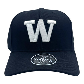 Washington Huskies Zephyr All Black With White Letter "W" Stretch Fit Hat