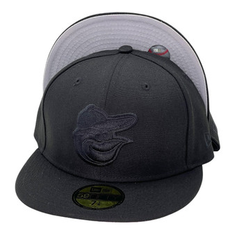 Baltimore Orioles New Era All Black On Black Primary Logo 59FIFTY Fitted Hat