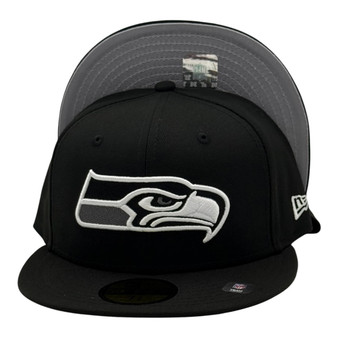 Seattle Seahawks New Era Black With Dark Gray/White Logo 59FIFTY Fitted Hat