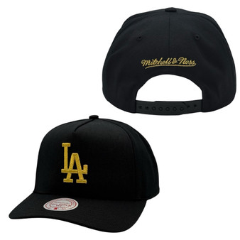 Los Angeles Dodgers Mitchell & Ness Black With Gold Basic Logo A-Frame Adjustable Snapback Hat