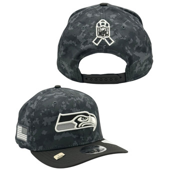 Seattle Seahawks New Era Black Camo 2026 Salute To Service 9SEVENTY Adjustable Snapback Hat