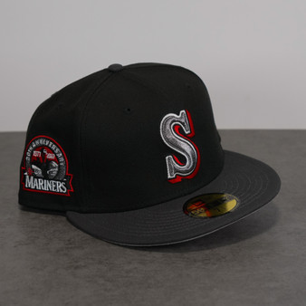 Seattle Mariners New Era Black/Dark Gray And Light Gray Bottom With 30th Anniversary Patch 59FIFTY Fitted Hat