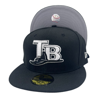 Tampa Bay Rays New Era All Black With White Logo 59FIFTY Fitted Hat