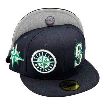 Seattle Mariners New Era All Navy With Logo Wrapped Team Emblems 59FIFTY Fitted Hat