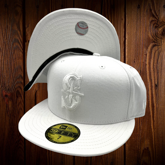 Seattle Mariners New Era All White On White 59FIFTY Fitted Hat