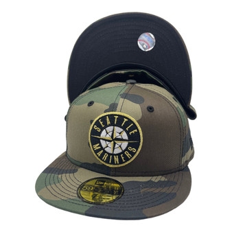 Seattle Mariners New Era All Woodland Camo With Metallic Gold Compass 59FIFTY Fitted Hat