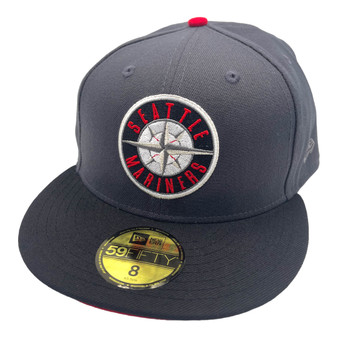 Seattle Mariners New Era Graphite/Black Bill With Compass Logo 59FIFTY Fitted Hat