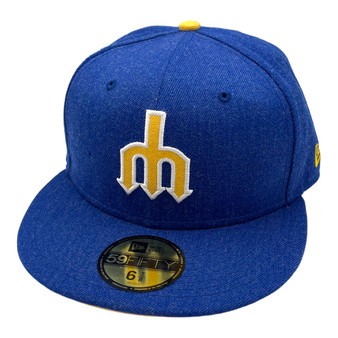 Seattle Mariners New Era All Heather Royal Blue With Trident Cooperstown Logo 59FIFTY Fitted Hat