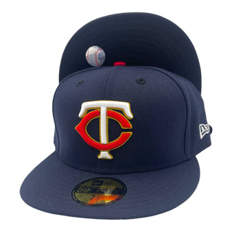 Minnesota Twins New Era All Navy With Dark Gold Outline around Logo Authentic Collection On-Field 59FIFTY Fitted Hat