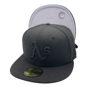 Oakland Athletics New Era Black On Black With Gray Bottom 59FIFTY Fitted Hat
