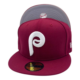 Philadelphia Phillies New Era All Burgundy With White Cooperstown Logo 59FIFTY Fitted Hat
