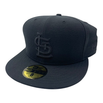 St. Louis Cardinals New Era Black On Black With Black Bottom 59FIFTY Fitted Hat