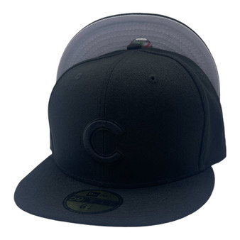 Chicago Cubs New Era Black On Black 59FIFTY Fitted Hat