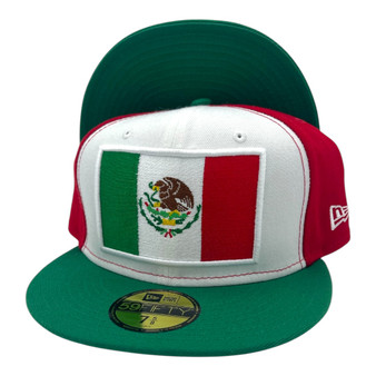 Mexico New Era 3 Tone White/Red/Green Bill With Mexico Country Flag 59FIFTY Fitted Hat