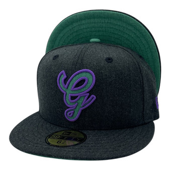 Generales De Durango New Era Heather Black With Green And Light Purple Outline 59FIFTY Fitted Hat