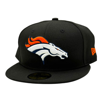 Denver Broncos New Era All Black With Team Logo 59FIFTY Fitted Hat
