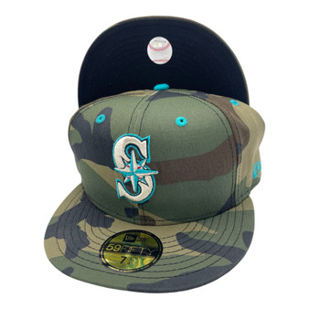 Seattle Mariners New Era All Woodland Camo With Team Color 59FIFTY Fitted Hat