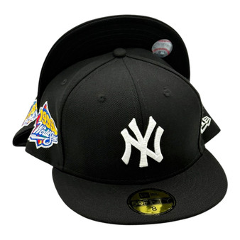 New York Yankees New Era All Black With White Logo And 1999 World Series Patch On Side 59FIFTY Fitted Hat