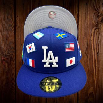 Los Angeles Dodgers New Era All Royal Blue With Country Flags All Over 59FIFTY Fitted Hat