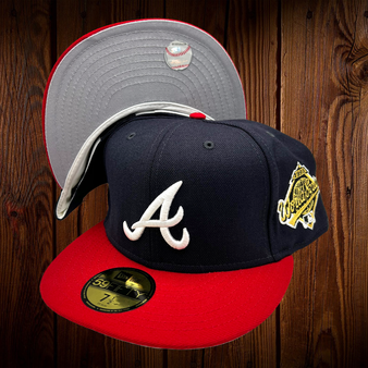 Atlanta Braves New Era Navy/Red Bill With 1995 World Series Patch On Side 59FIFTY Fitted Hat