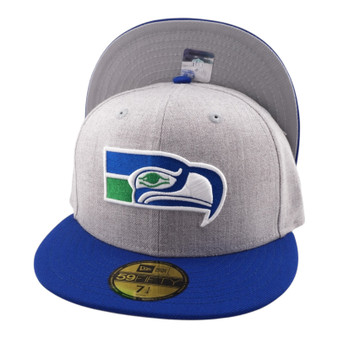 Seattle Seahawks New Era Heather Gray/Royal Blue Bill With Retro Logo 59FIFTY Fitted Hat