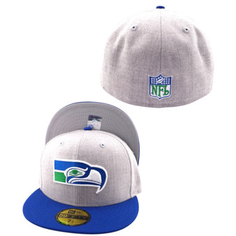Seattle Seahawks New Era Heather Gray/Royal Blue Bill With Retro Logo 59FIFTY Fitted Hat