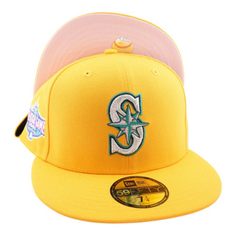 Seattle Mariners New Era All Gold/Pink Bottom With 2001 All Star Game Patch On Side 59FIFTY Fitted Hat