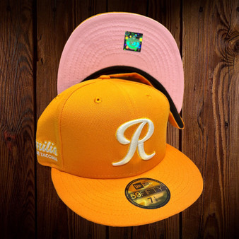 Tacoma Rainiers New Era All Gold/Pink Bottom Glow In The Dark With Familia De Tacoma Patch On Side 59FIFTY Fitted Hat