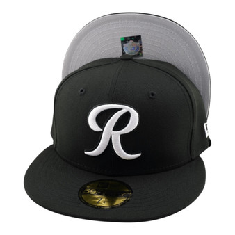 Tacoma Rainiers New Era Black And White Basic Logo With Gray Bottom 59FIFTY Fitted Hat