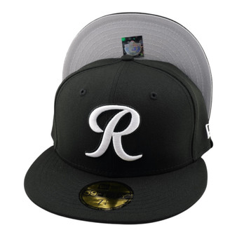 Tacoma Rainiers New Era Black And White Basic Logo With Gray Bottom 59FIFTY Fitted Hat