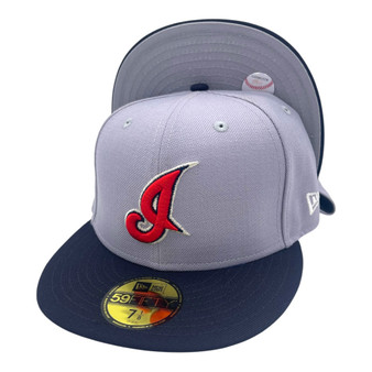 Cleveland Indians New Era Gray/Navy Blue Bill Cooperstown 59FIFTY Fitted Hat