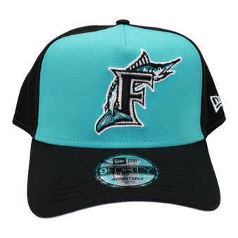 Florida Marlins New Era Teal And Black Crown White Gray Bottom 9FORTY A-Frame Adjustable Snapback Hat