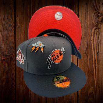 San Francisco Giants New Era Charcoal Gray/Black Bill And Orange Bottom With 60TH Anniversary Patch On Side 59FIFTY Fitted Hat
