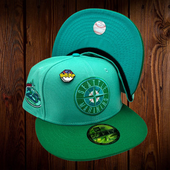 Seattle Mariners New Era Mint/Kelly Green Bill And Teal Bottom With 25TH Anniversary Patch On Side 59FIFTY Fitted Hat