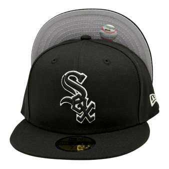 Chicago White Sox New Era Black And White Outline 59FIFTY Fitted Hat