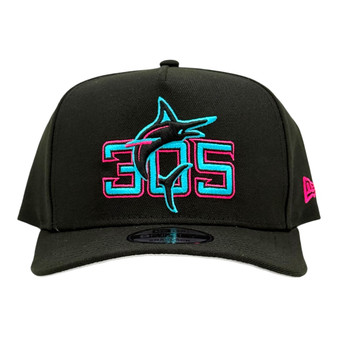 Miami Marlins New Era Black 305 With Gray Bottom 9FIFTY A-Frame Adjustable Snapback Hat